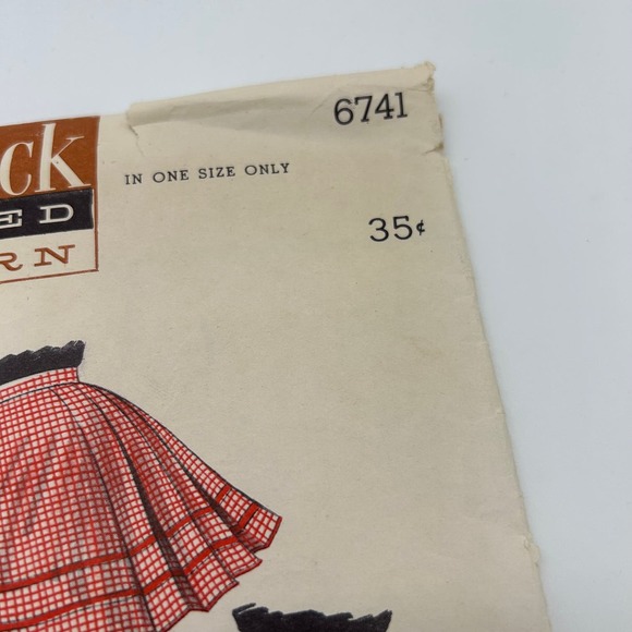 Butterick Vintage 1950's Pattern #6741 Half Apron Pleated or Gathered OS - Picture 3 of 6